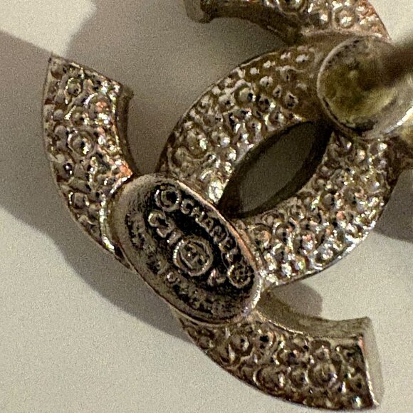 Authentic CHANEL Silver Crystal CC Stud Earrings (No Backings) - Picture 4 of 5